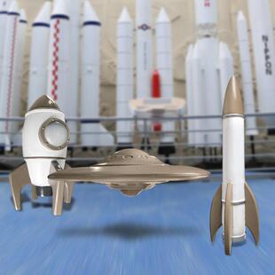 仿真火箭飞船飞碟美陈雕塑摆件园林景观商广场科技馆装饰品玻璃钢