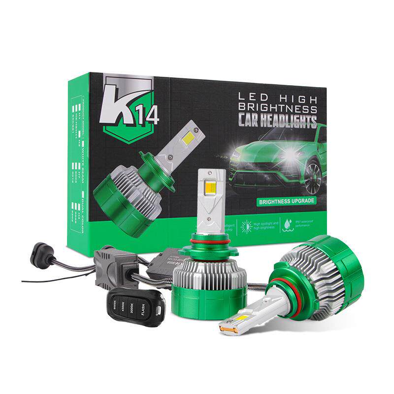 K14遥控爆闪汽车LED大灯双色三色H7超亮灯炮H4远近一体9005改装H1