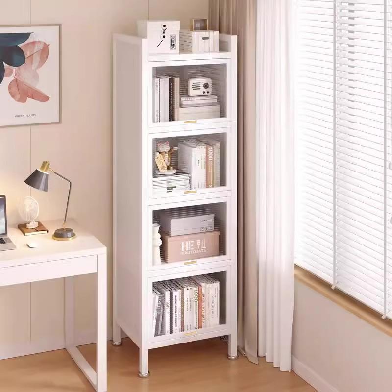 客厅书架置物架防尘储物柜窄缝展示柜落地家用书柜带门收纳柜子