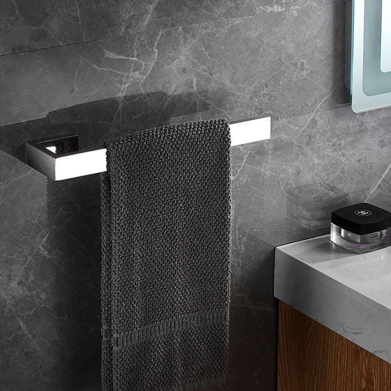 304不锈钢卫生间轻奢毛巾架卫生间免打孔单杆挂毛巾架创意毛巾环