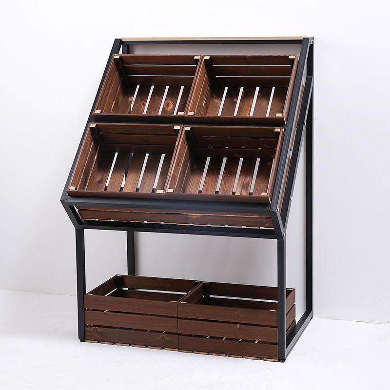 超市果蔬货架水果店蔬菜店生鲜展示架便利店实木中岛堆头陈列展示