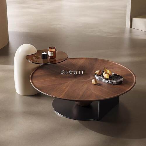 轻奢现代简约客厅小户型创意设计师意式极简圆形飞碟茶几家用