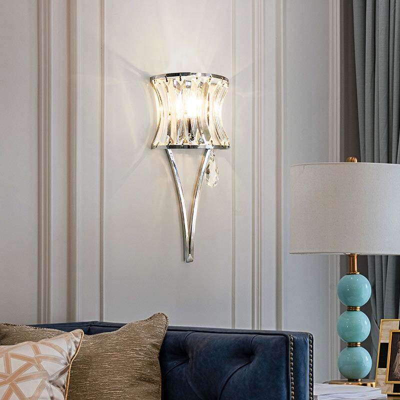 后现代简约客厅壁灯北欧卧室灯酒店过道灯走廊水晶床头灯调光壁灯