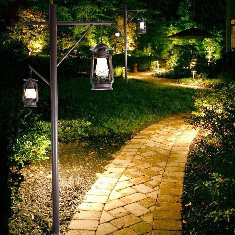 高杆灯户外复古马灯民宿景区公园草坪灯中式太阳能庭院灯防水路灯