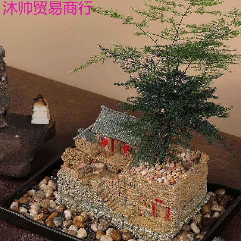 农家小院摆件复古建筑模型客厅桌面茶室家居装饰品送长辈实用