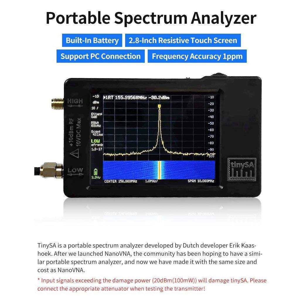 2.8寸手持频谱分析仪持PC连接 100kHz-350MHz tinySA信号发生器