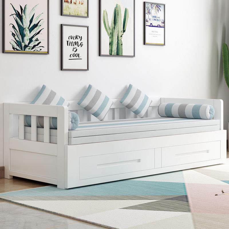 可折叠沙发床双人抽拉式小户型实木单人客厅伸缩坐卧两用床推拉