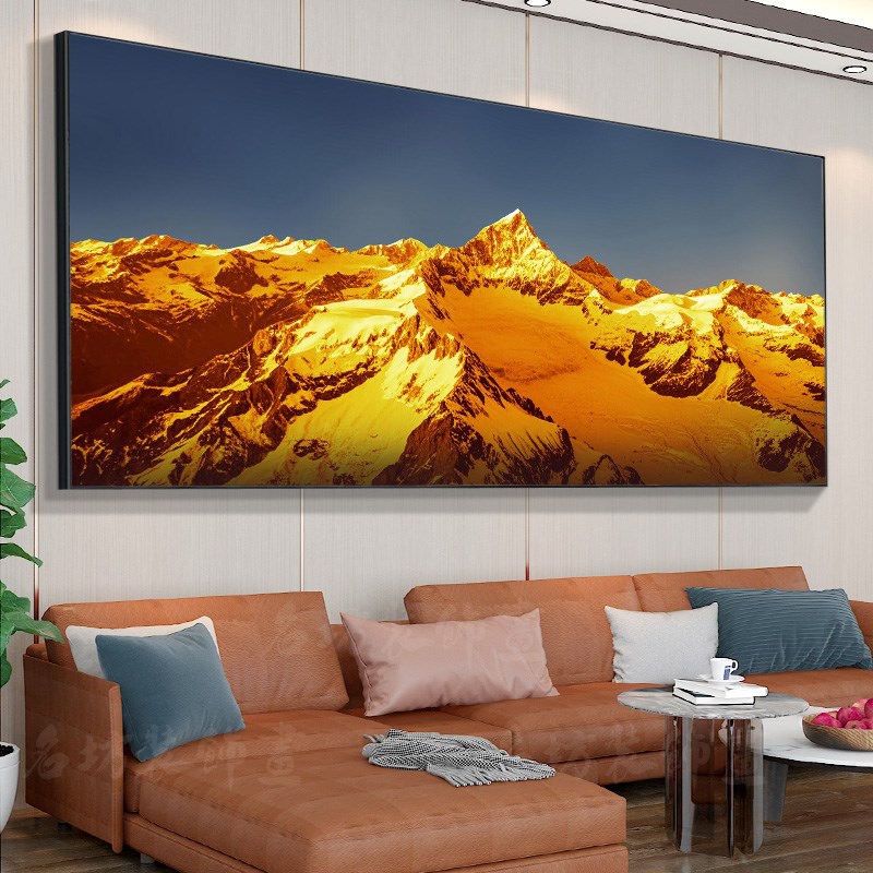 大气简约现代玻璃画装饰画客厅沙发背景墙挂画风景山水壁画新中式图片