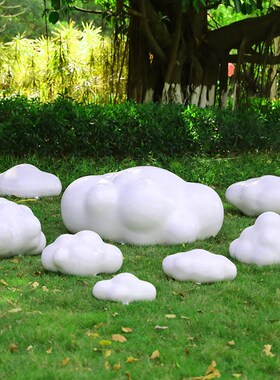 玻璃钢仿真云朵卡通熊猫雕塑户外创意景观园林小品网红装饰品摆件