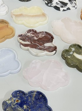 天然大理石云朵盘家居梳妆台艺术摆件北欧极简创意收纳摆件