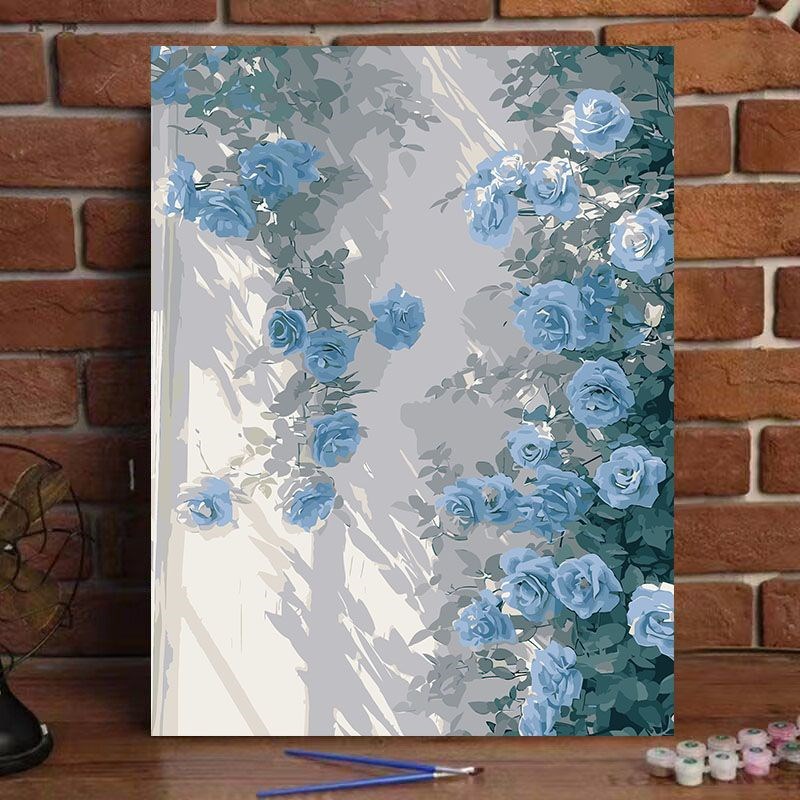 花卉diy数字油画0基础填充手工涂色唯美绘画丙烯油彩画挂墙装饰画图片