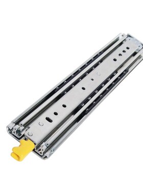 76宽重型轨道自锁三节导轨工业房车机柜加长加厚抽屉带锁重型滑轨