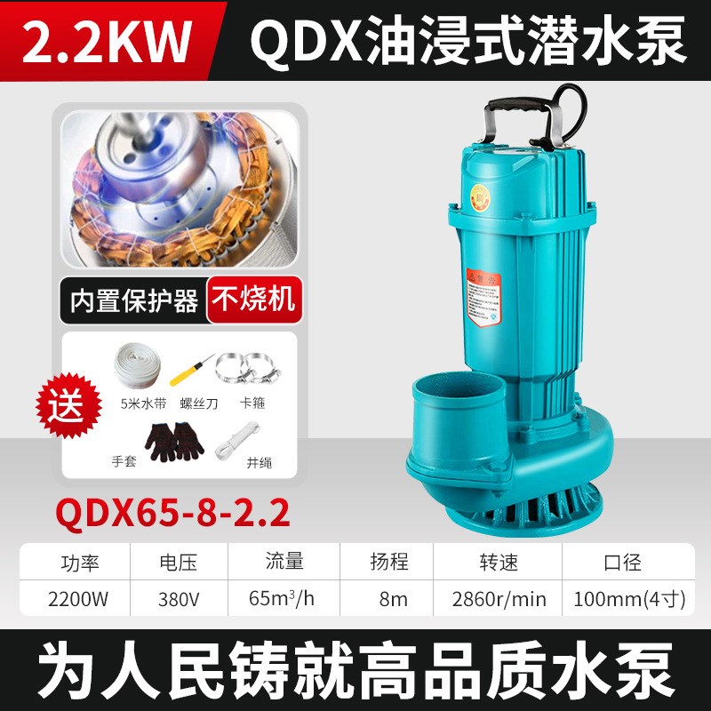 人民潜水泵220v农用灌溉大流量4 5 6寸上海抽水机高扬程380污水泵