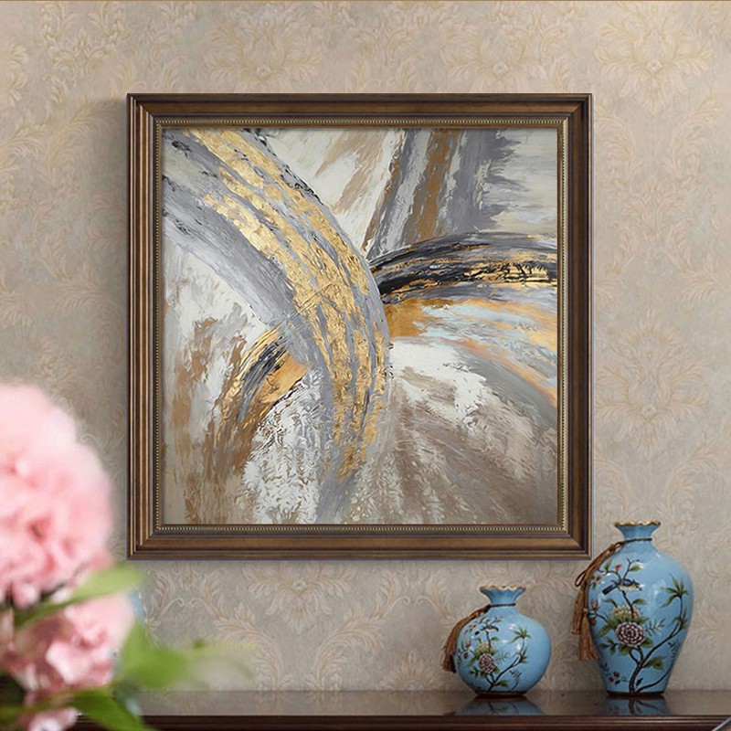 微风中的荷花美式玄关装饰画风景画卧室壁画餐厅墙面装饰欧式挂画图片