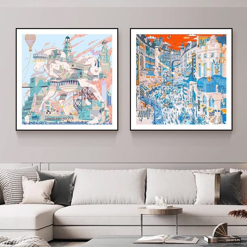 美式丝巾挂画客厅背景墙高级感轻奢餐厅装饰画大气骏马卧室壁画图片