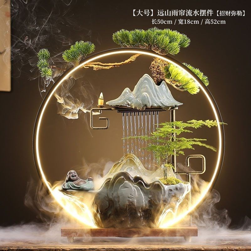 加湿器客厅大喷雾新中式招财流水摆件循环水假山加湿喷泉乔迁新居