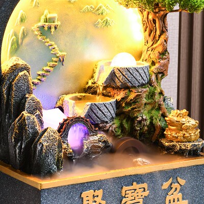循环流水生财风水轮客厅桌面景观时来运转假山喷泉办公室装饰摆件