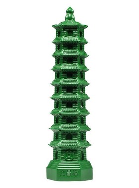 绿色木雕文昌塔摆件实木质9层文昌塔客厅办公摆设开业送礼工艺品