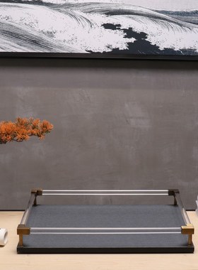 现代轻奢新中式创意样板间酒店客厅茶几餐厅托盘艺术品装饰架摆件