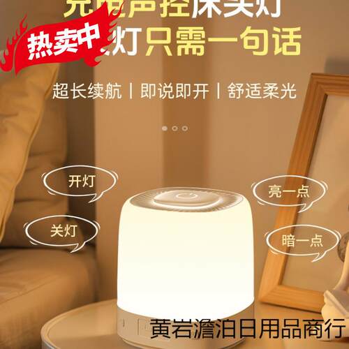 智能人工语音控制小夜灯声控感应卧室床头用睡眠定时台灯家用新款