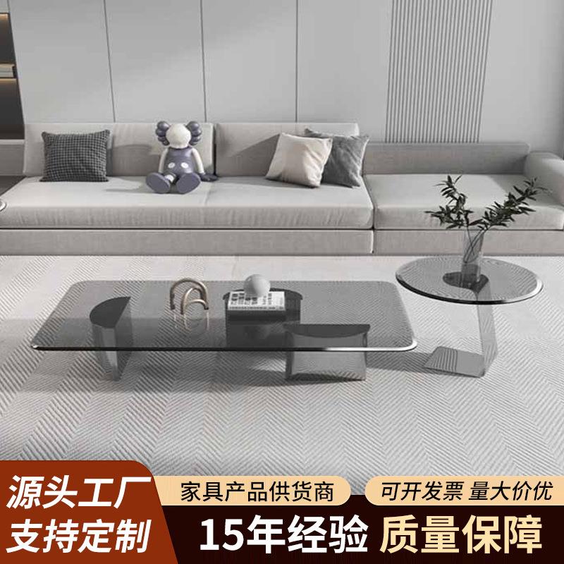 AN11现代客厅家具套装 带玻璃茶几套装轻奢风客厅餐厅家具套装