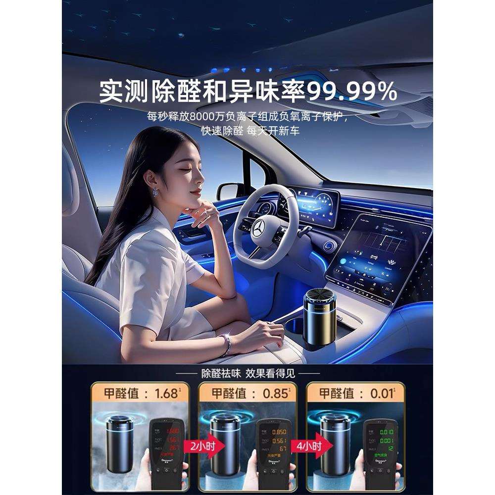 暗莹适用车载空气净化器负离子发生器去甲醛汽车异味新车内消除