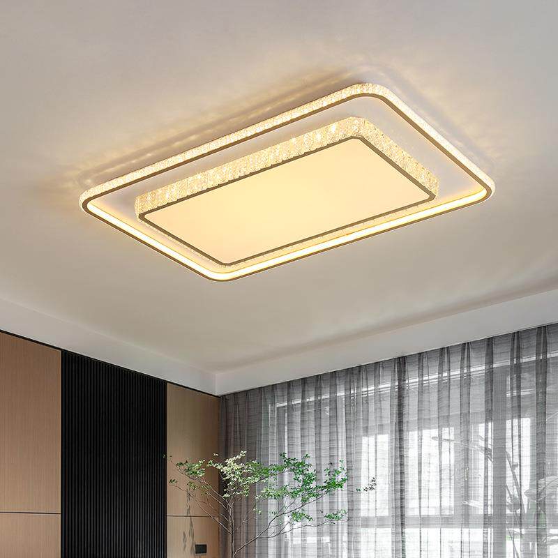 LED客厅灯简约现代大气长方形2023年新款轻奢高档水晶吸顶灯套餐
