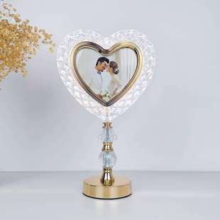 创意触摸小夜灯正面相框反面镜子卧室床头灯金色高脚装饰氛围灯