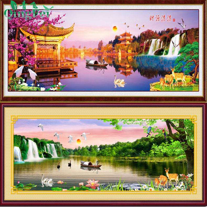青飞精准十字绣财源滚滚财运亨通鸟语花香八方来财流水有丝线客厅