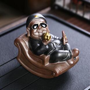 紫砂财主老爷摆件招财财神家居客厅茶桌装饰工艺品地主大茶宠茶玩