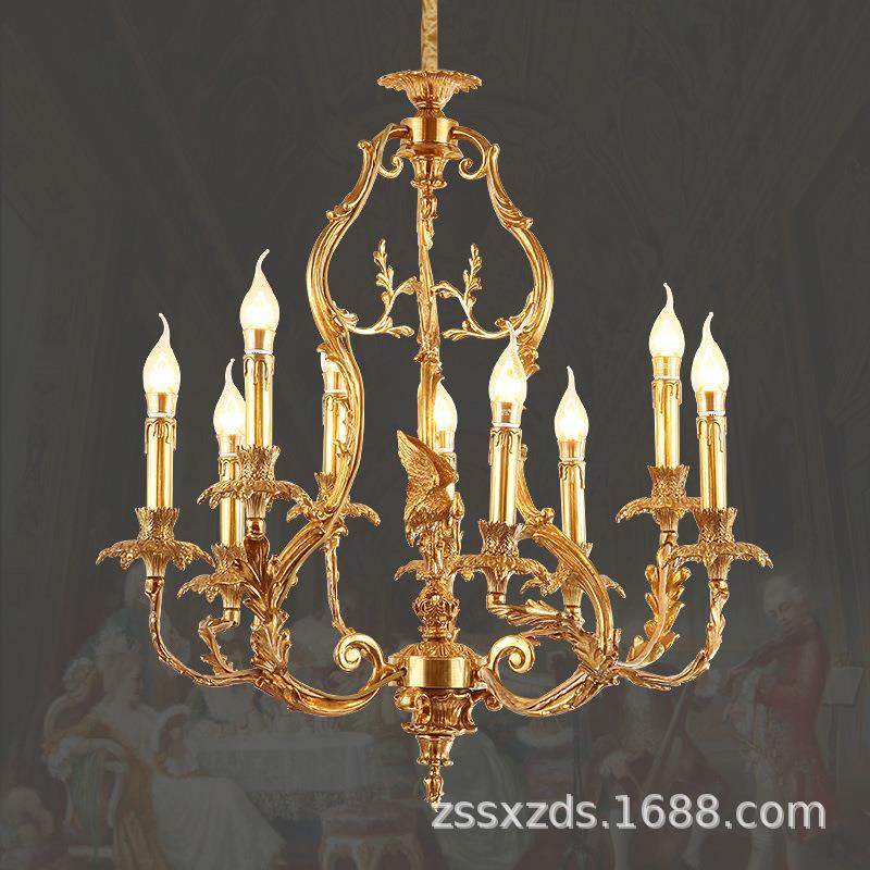 全铜餐厅吊灯法式卧室走廊灯高档别墅书房玄关灯复式客厅楼梯灯具