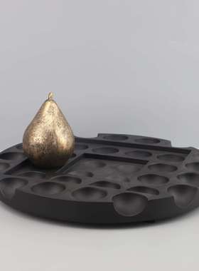 现代简约黑色洞洞果盘摆件客厅样板间茶几玄关桌面家居装饰品
