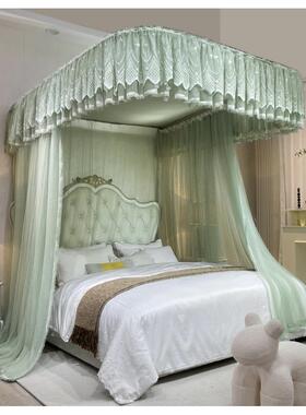 CB#新款带防尘顶U型轨道落地三开门1.8m1.5m2m床家用轨道蚊帐