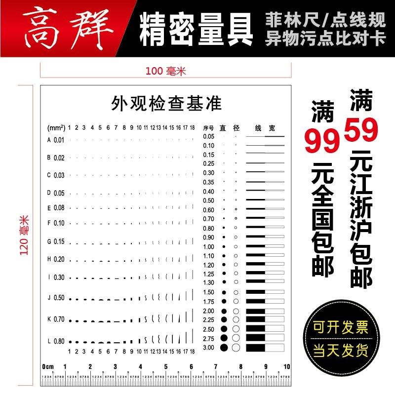 点规卡菲林尺 外观检验基准 比对卡 污点裂缝沙眼比对片 检验标准