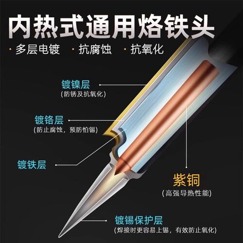 伊莱科恒温电烙铁P908内热式烙铁头尖头908烙铁头一字头马蹄头