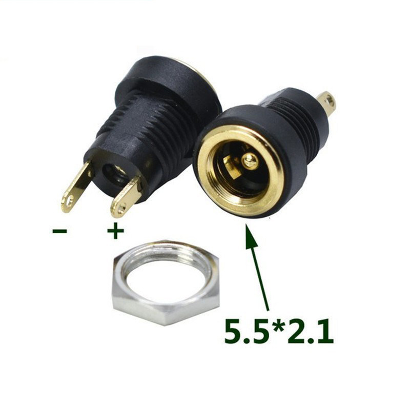 镀金全铜DC-022B DC直流电源插座母座插头5.5*2.1mm/3.5x1.3圆孔