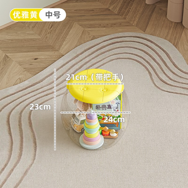 娃娃收纳桶毛绒玩偶布储物凳收纳盒神器凳子透明整理筒