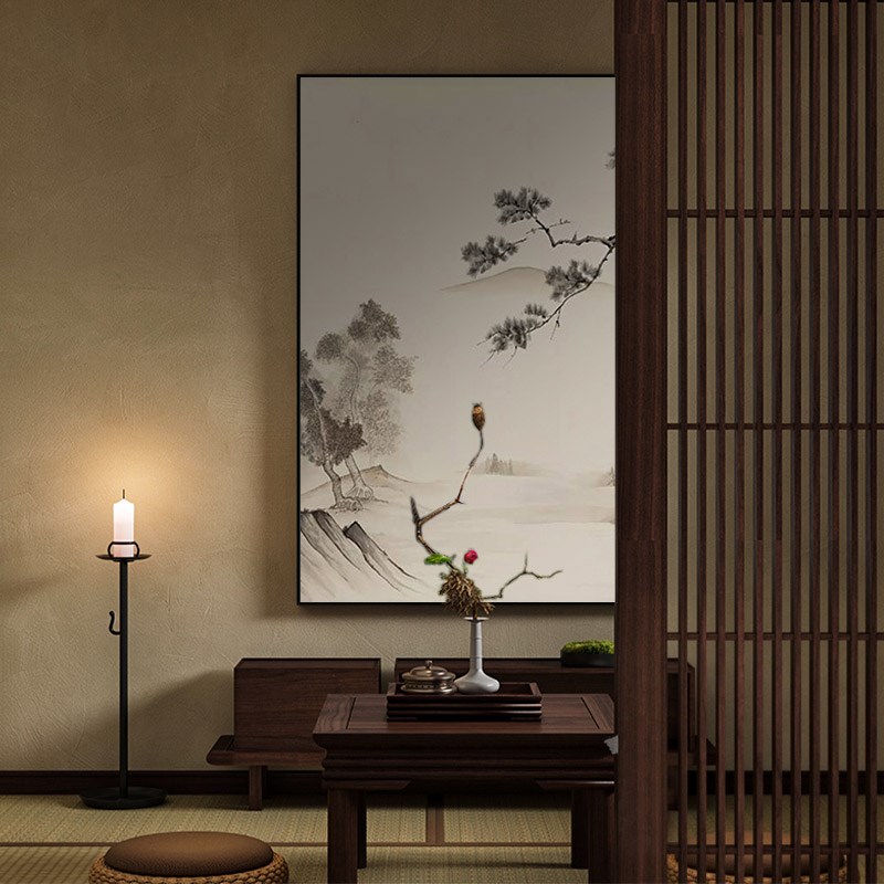 新中式宋氏美学挂画客厅玄关装饰画中古卧室茶室背景墙壁画风景图