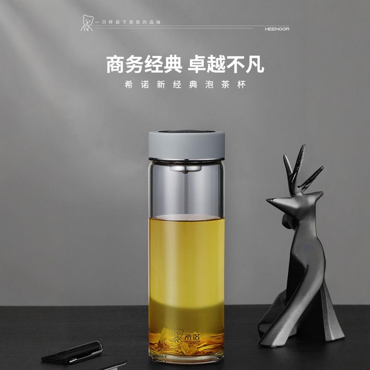 希诺6087/6088/6089单层玻璃杯高硼硅加厚大容量带滤网办公泡茶