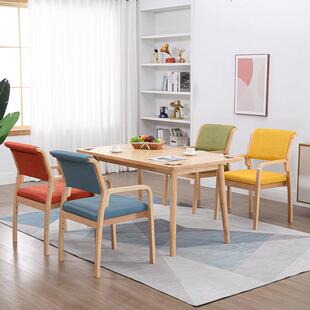 适老家具适老椅 老人公寓餐椅康养中心扶手靠背椅子 北欧实木布艺