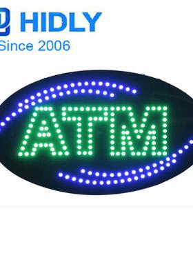 直销巴拿马椭圆形小尺寸ATM sign动感闪烁LED ATM SIGN 24*48cm