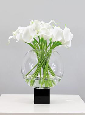 现代简约仿真白色手感PU马蹄莲花艺软装茶几餐厅售楼部洽谈桌摆件