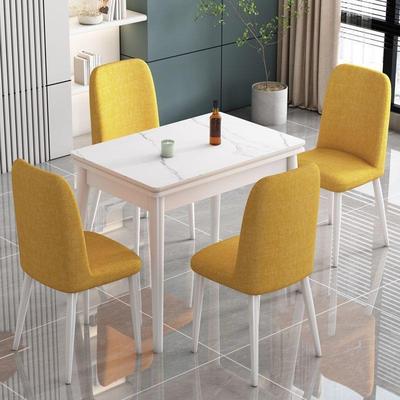 伸缩岩板折叠餐桌椅家用小户型实木简约现代吃饭桌子新款奶油风