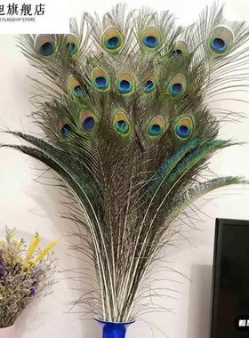 孔雀毛真羽毛家里摆设的装饰品客厅摆件大件插孔雀毛羽毛的花瓶