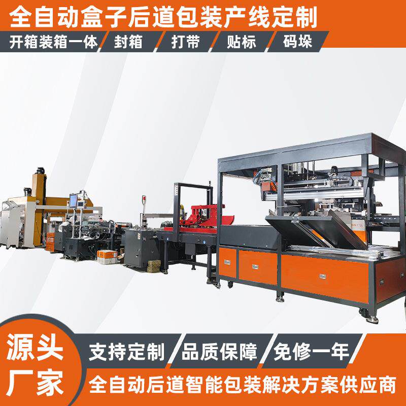 全自动开箱装箱机封箱一体化打包线盒装后段装箱打带码垛包装线