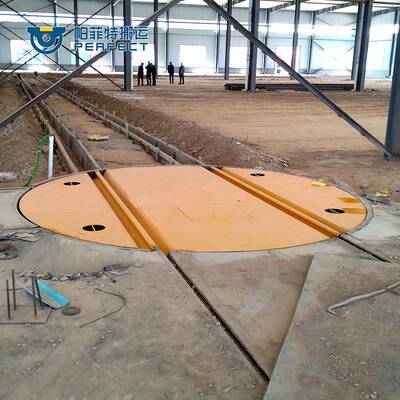 10吨快速转向轨道转盘十字交叉车间电动旋转平台工业用轨道转盘