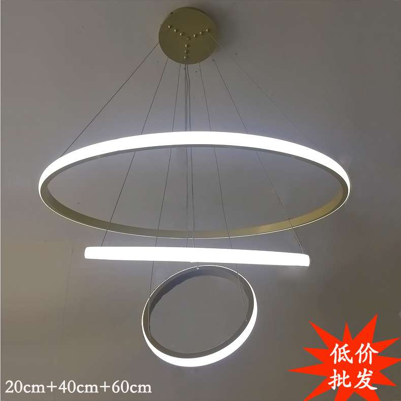 现代简约led圆环吊灯铝材三圆圈客厅灯金色极简北欧餐厅照明吊灯