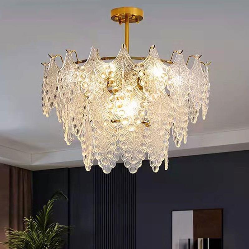 法式水晶贝壳吊灯 轻奢简约北欧客厅灯创意复古餐厅灯LED玻璃吊灯