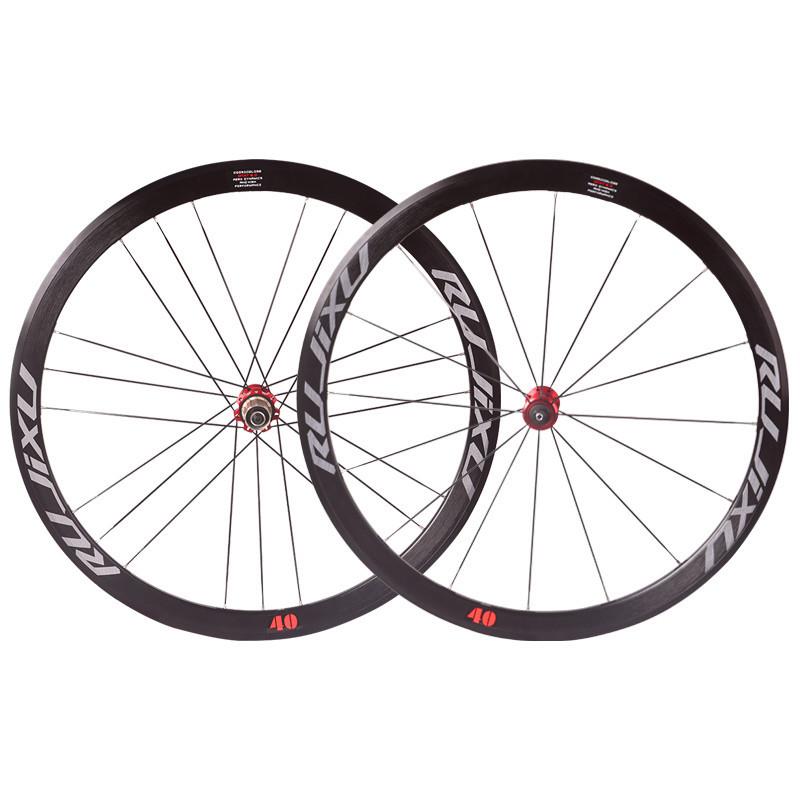 RUJIXU公路自行车轮组700C铝合金V/C圈刹轮毂40MMG3编法超润7培林