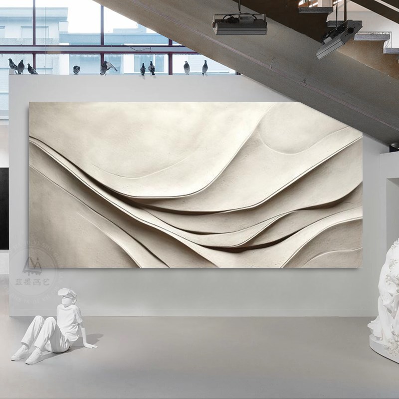 LM,ART手工客厅沙发背景挂画抽象横版立体浮雕高档卧室装饰画图片
